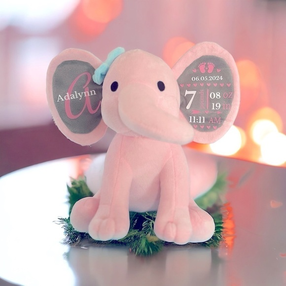 Birth Announcement Elephant - Personalized Elephant - Picture 2 of 4